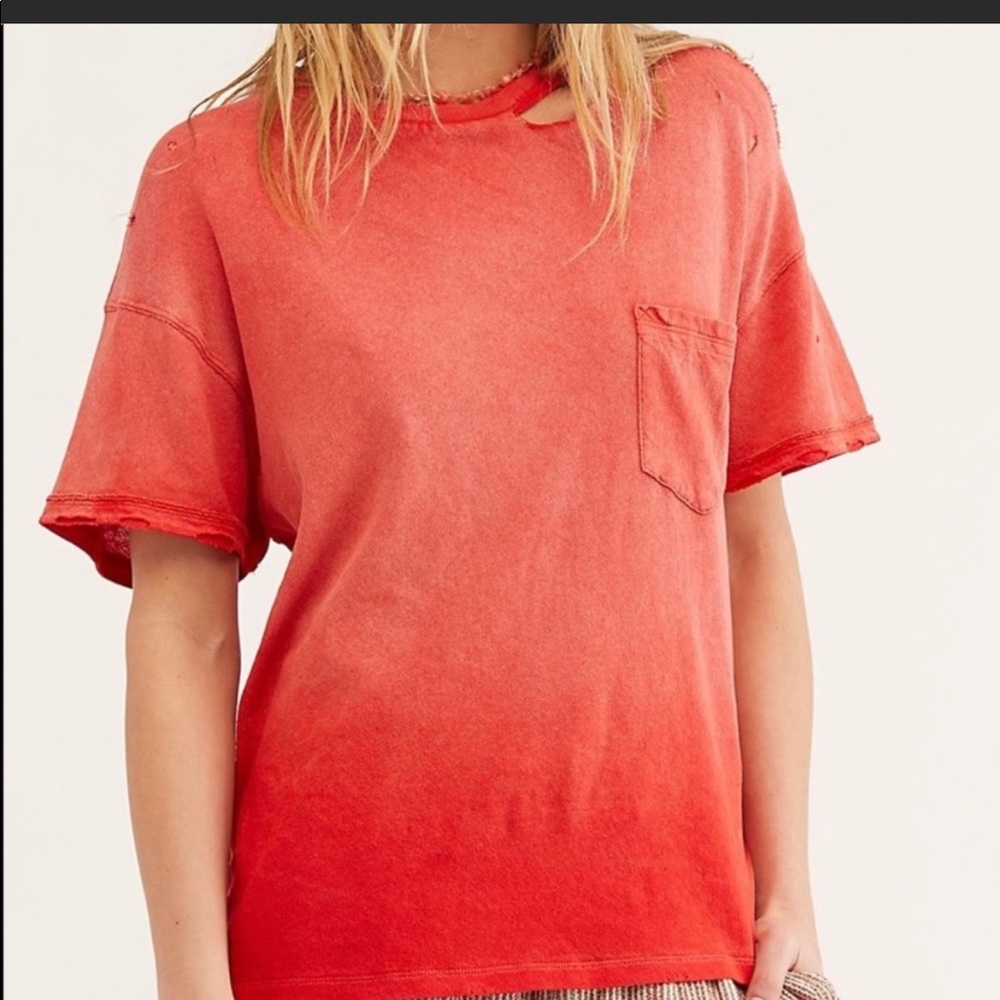 FP We The Free Destroyed distressed Ombré shirt XS